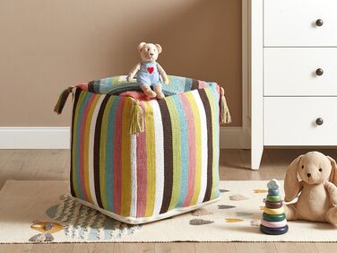 Cotton Pouffe 45 x 45 cm Multicolour MONEASA