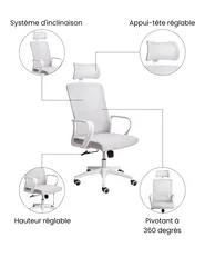 Chaise de bureau MONARCH Gris clair_1073742