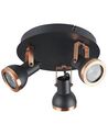 3 lampes de plafond cadre rond noir et cuivré BARO_828908