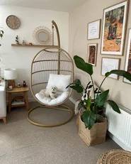 Hanging Chair with Stand ALBA PE Rattan Natural_834420