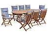 Garden Dining Set 8 Seater MAUI II with Cushions Acacia Wood Blue