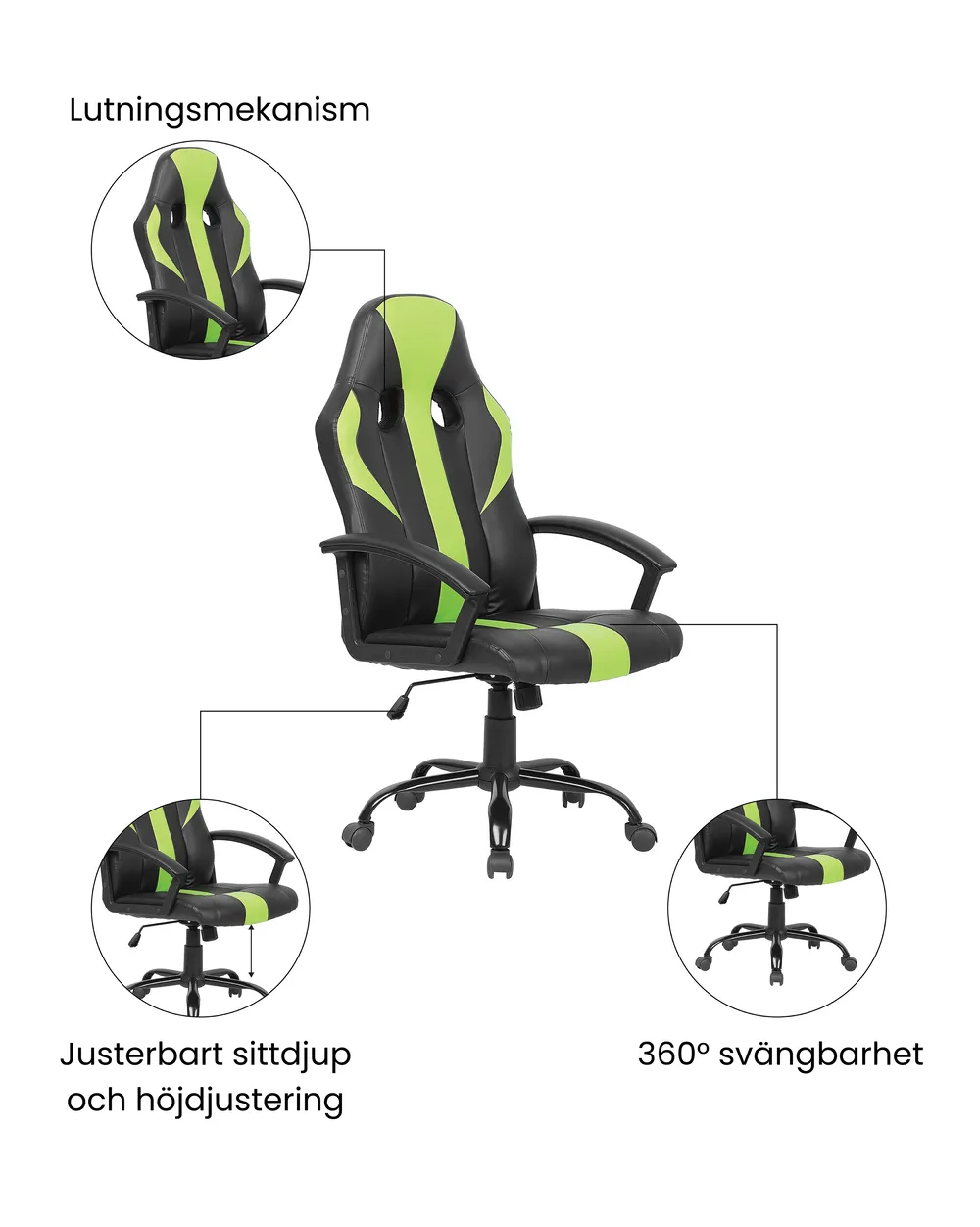 Kontorsstol SUCCESS Konstläder Limegrön_1059699