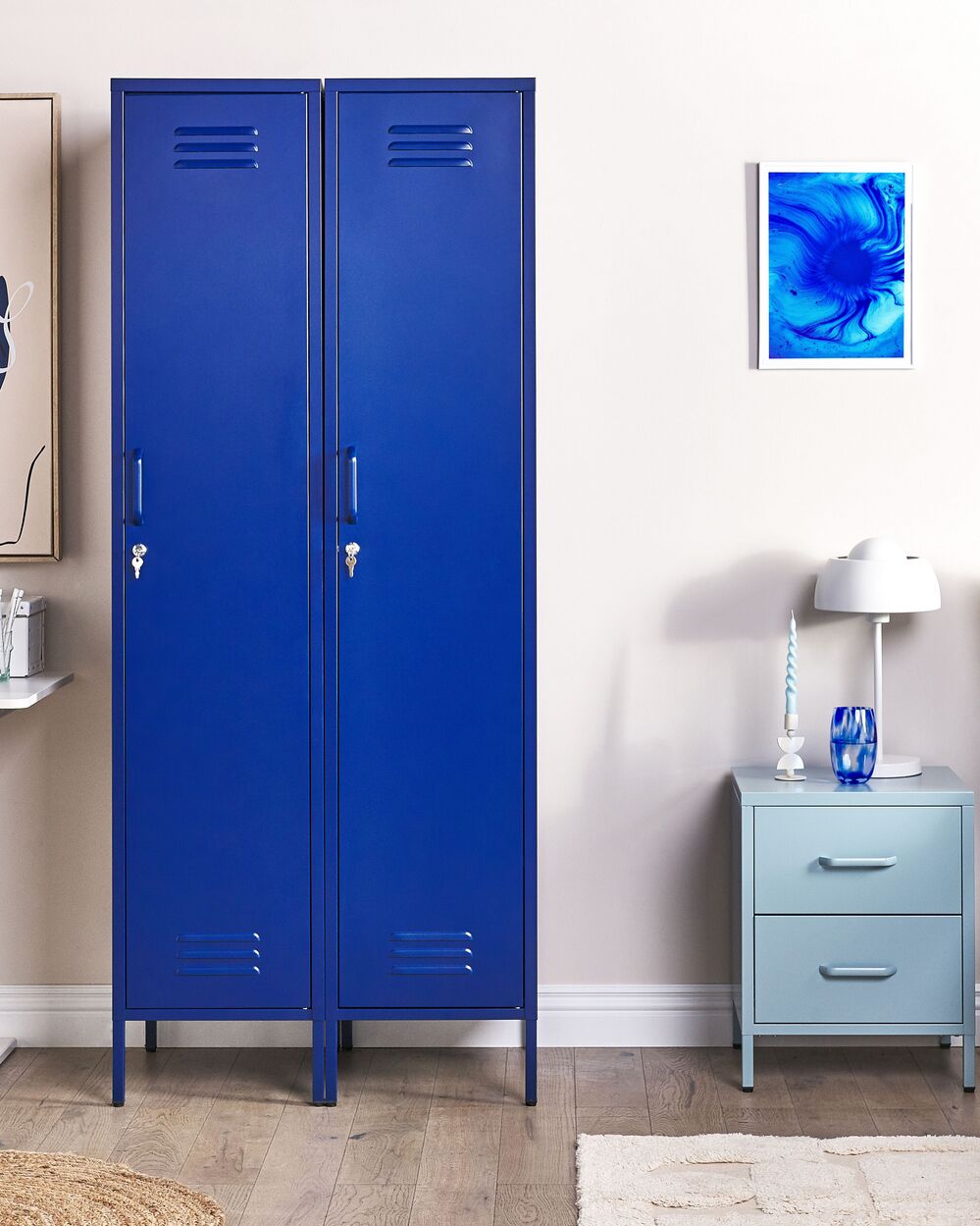 Metal Storage Cabinet Navy Blue FROME Beliani