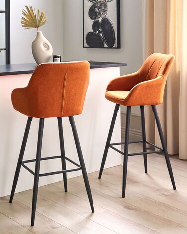 Set of 2 Fabric Bar Chairs Light Orange DARIEN