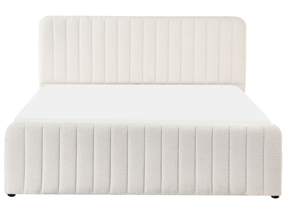 Ottoman Bed LUNAN Boucle White 160 x 200 cm (EU King Size)_1048354