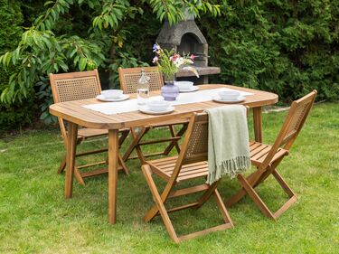 4 Seater Certified Acacia Wood Garden Dining Set Light PARAGGI