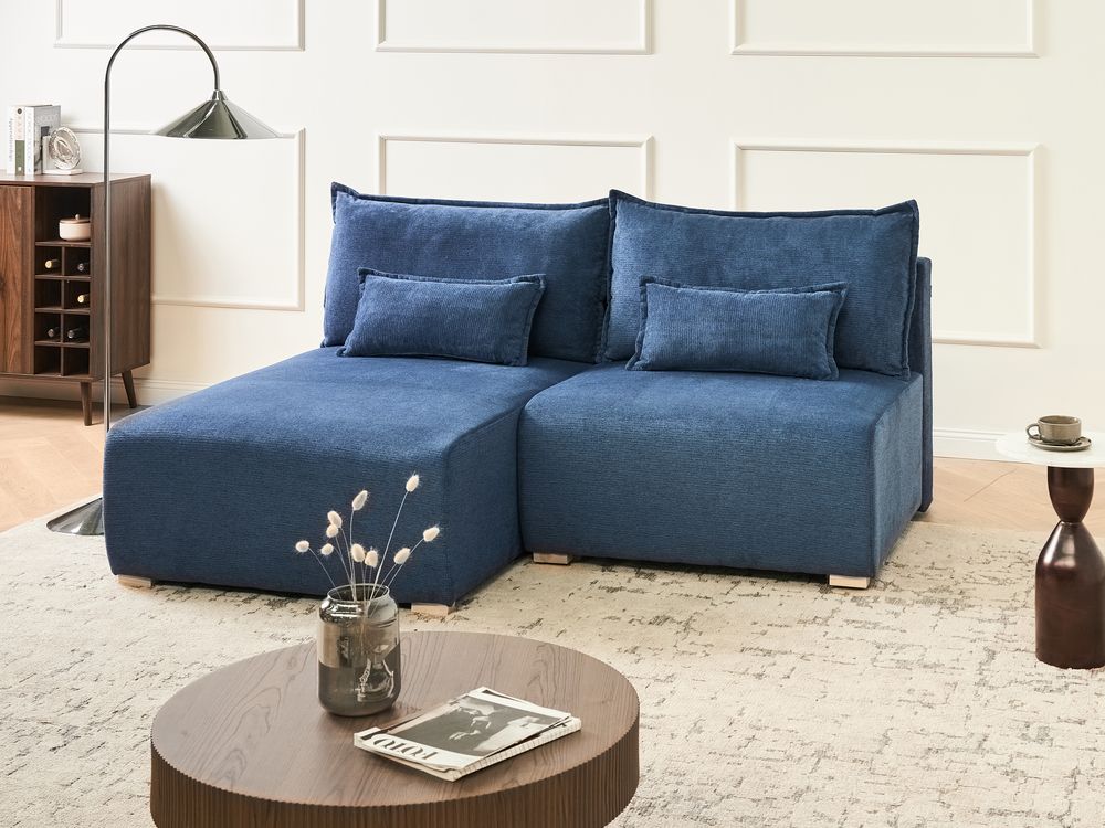 Canapé d'angle modulable NERBO Tissu Bleu Côté droit