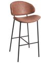 Set of 2 Faux Leather Bar Chairs Brown KIANA_939018