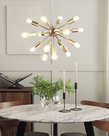 15 Light Metal Pendant Lamp Gold BALAGAS