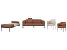 Chaise longue en lin synthétique et en similicuir beige et marron MALMOS_933381