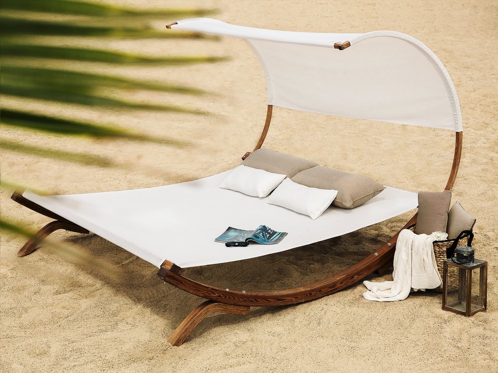 2 Person Garden Sun Lounger Off White TERAMO Beliani