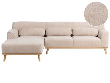 Right Hand Chenille Corner Sofa Beige SIMOS