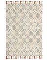 Teppich Baumwolle beige / orange 160 x 230 cm geometrisches Muster Kurzflor HAJIPUR_848810