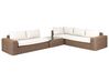 Lounge Set Rattan braun 6-Sitzer modular Auflagen cremeweiß PALERMO_929230