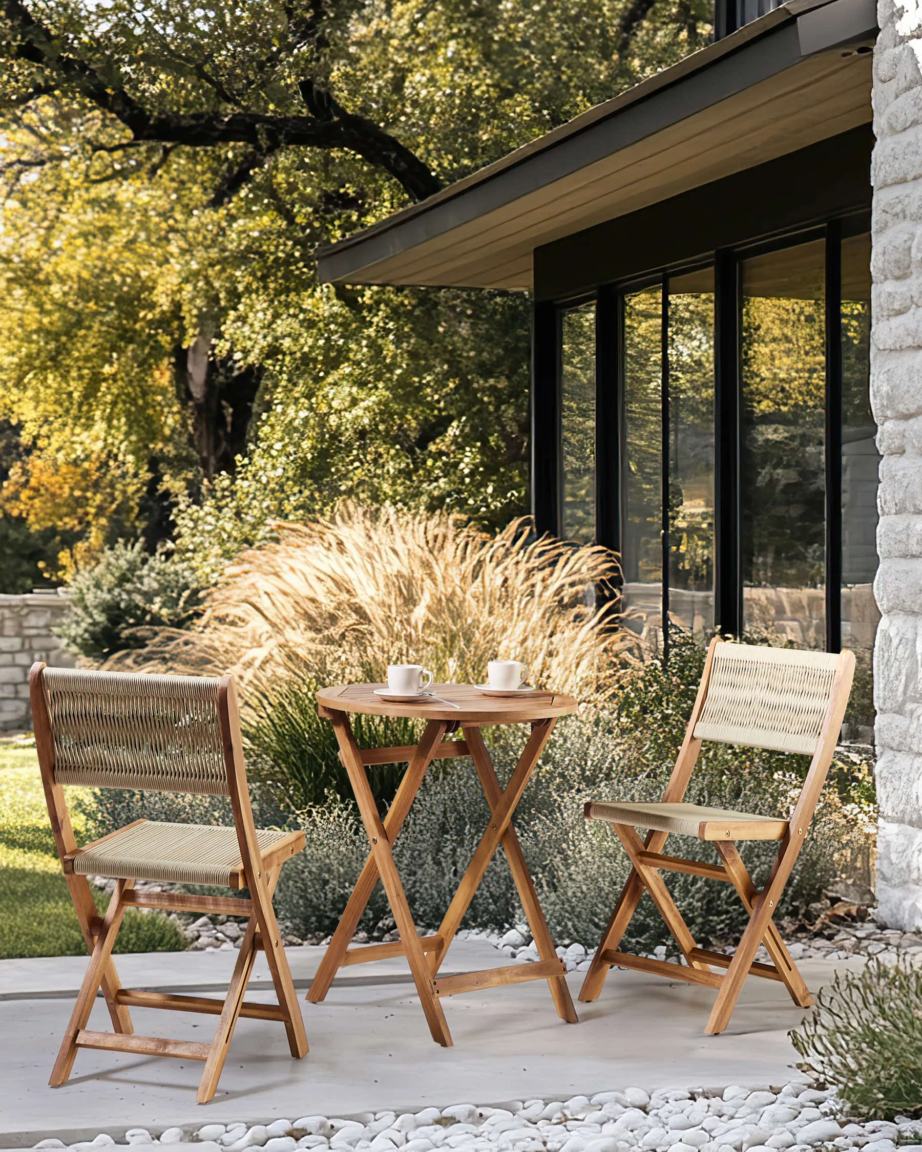 Set of 2 Garden Chairs PROSSEDI Folding Acacia Wood Beige_956590