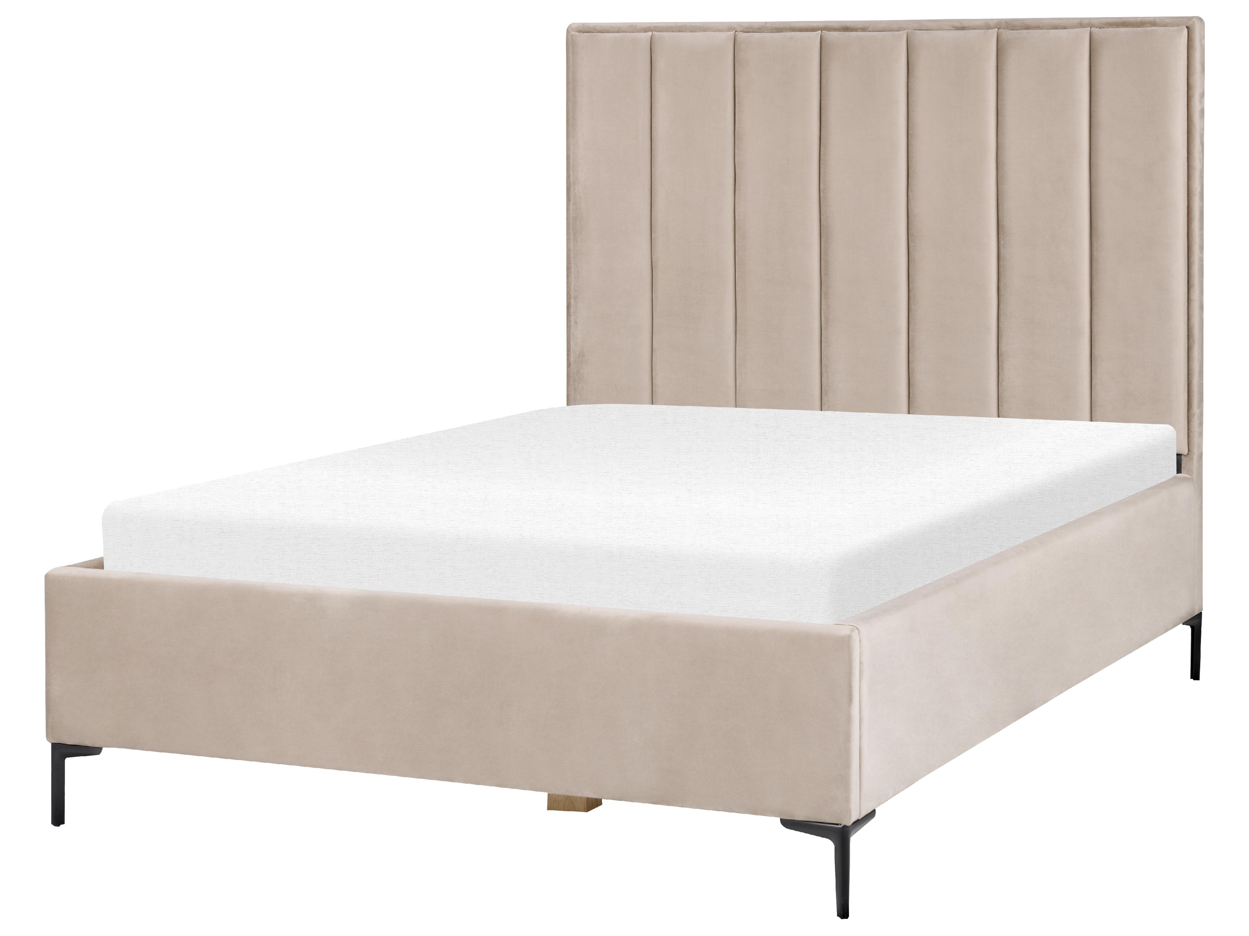 Bett mit Stauraum SEZANNE Samtstoff Taupe 140 x 200 cm_892495