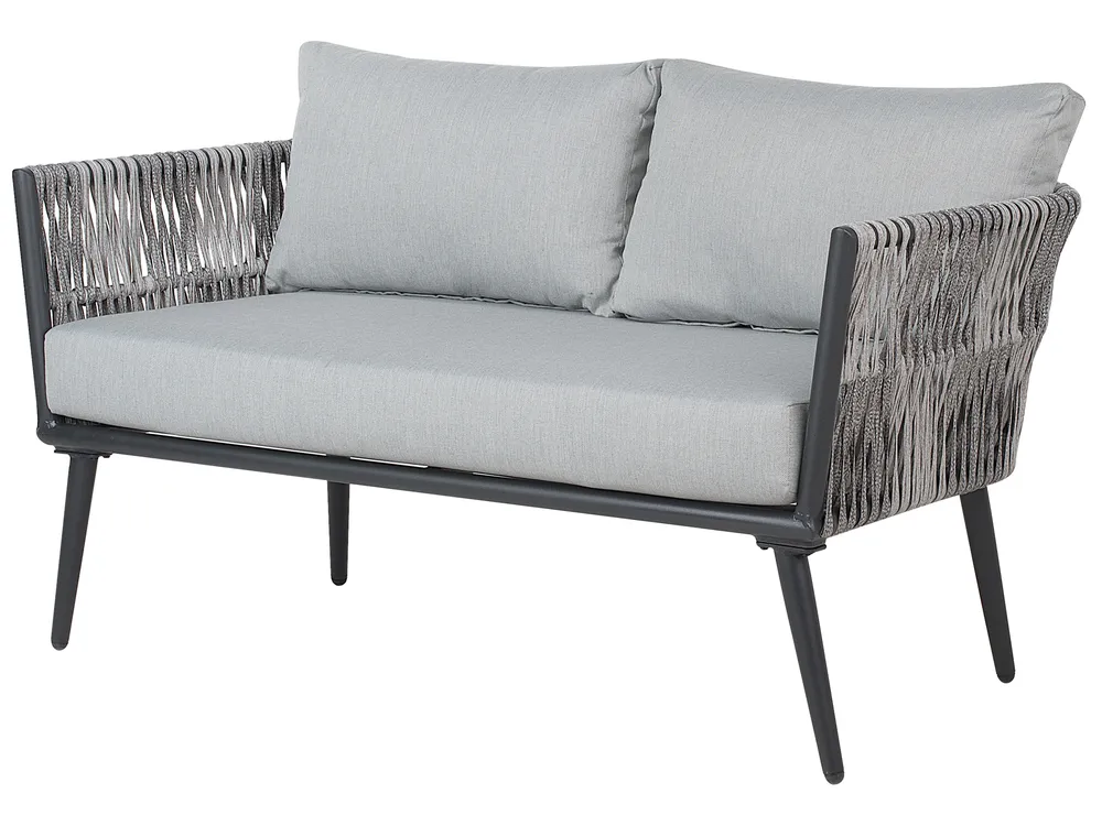 Set da giardino con tavolo 4 posti PREVEZA Rattan sintetico (PE) Grigio_738959