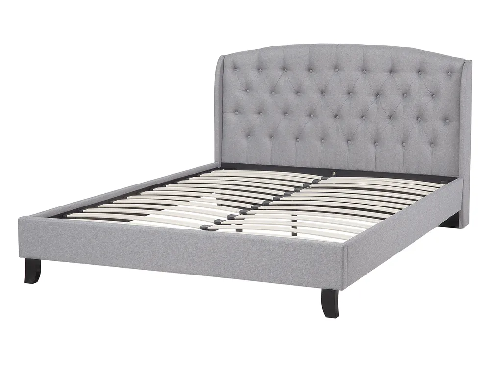 Bett mit Lattenrost Stoff BORDEAUX 140 x 200 cm Hellgrau_694908
