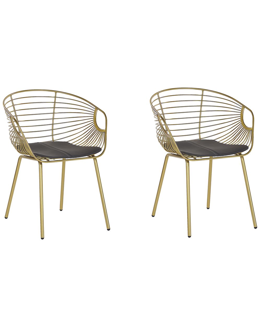 Conjunto de 2 sillas de comedor HOBACK Metal Dorado