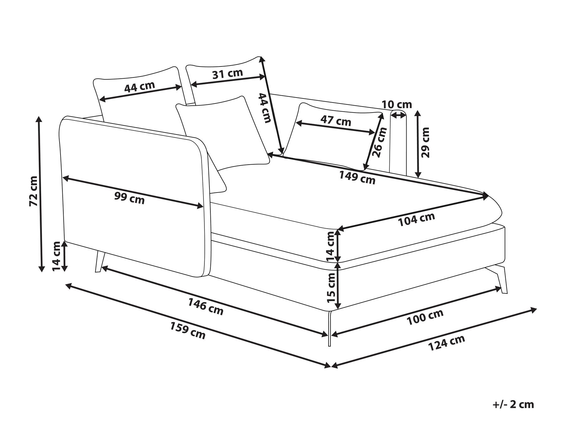 Fabric Chaise Lounge Light Grey CHARMES_960177 Fabric Chaise Lounge Light Grey CHARMES_960177