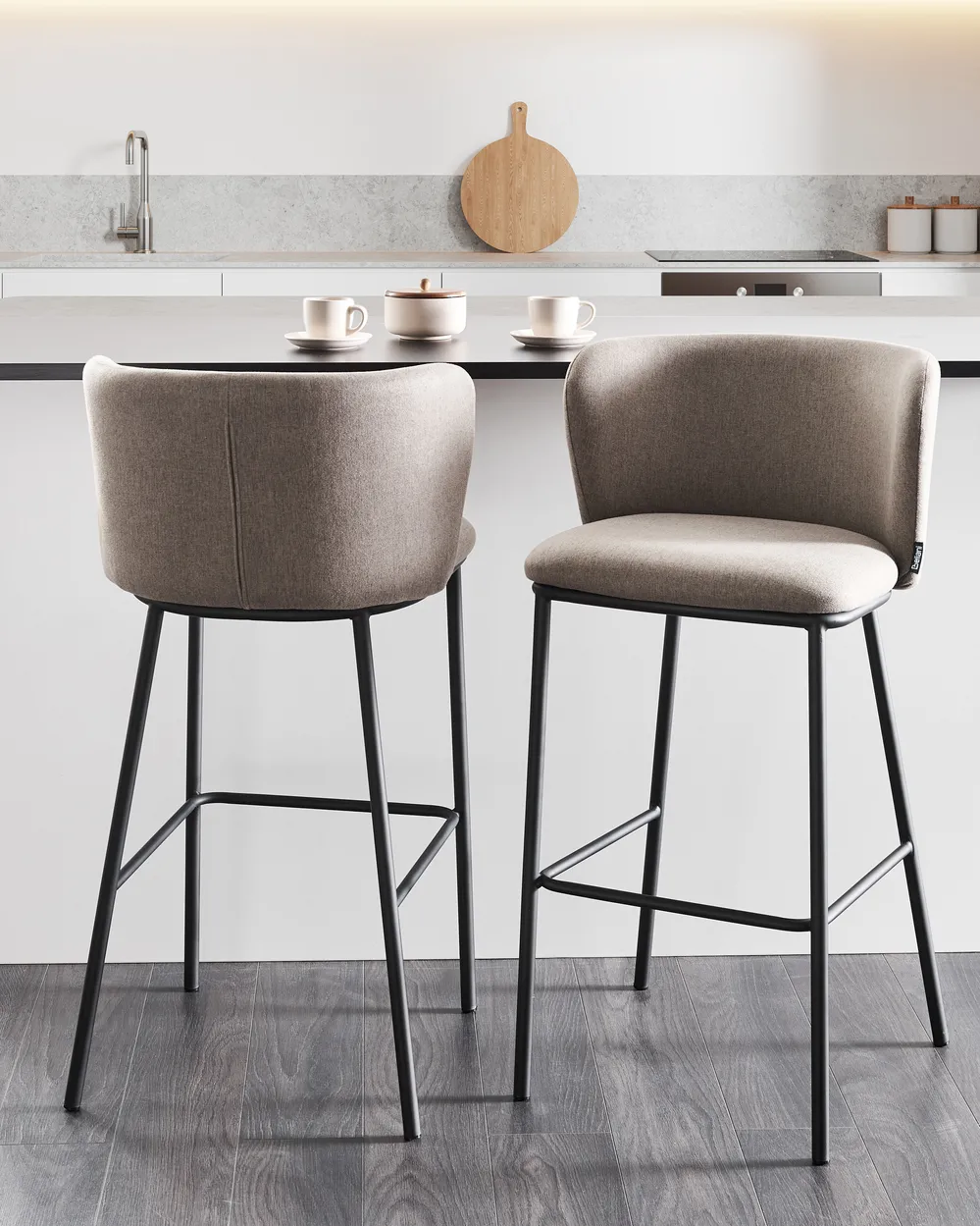 Set of 2 Bar Chairs MINA Taupe