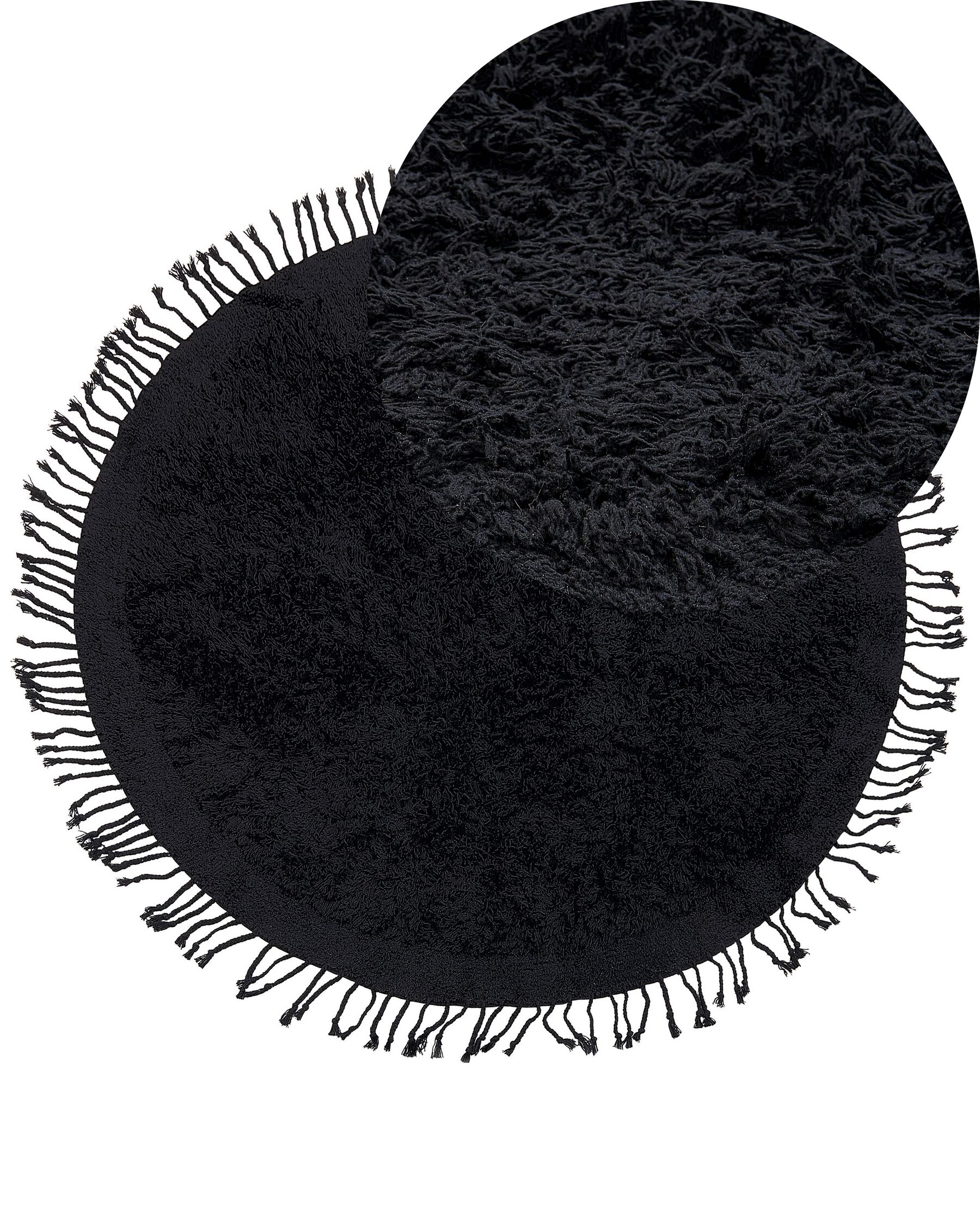Fekete hosszú szálú szőnyeg ⌀ 140 cm BITLIS_837854