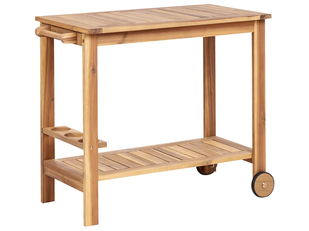 Garden Drinks Trolley SASSARI II Certified Acacia Wood Light Brown