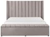 Zamatová posteľ s úložným priestorom 160 x 200 cm sivá NOYERS_764921