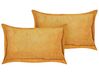 Lot de 2 coussins en velours côtelé 47 x 27 cm jaune ZINNIA_855281