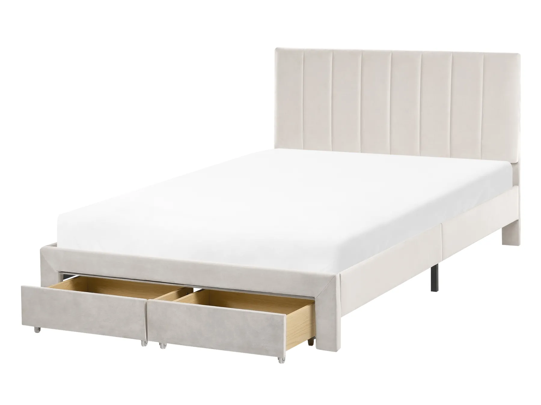 Bed with Storage Drawers LONZAC Velvet Off-White 120 x 200 cm (EU Small Double)_1014737