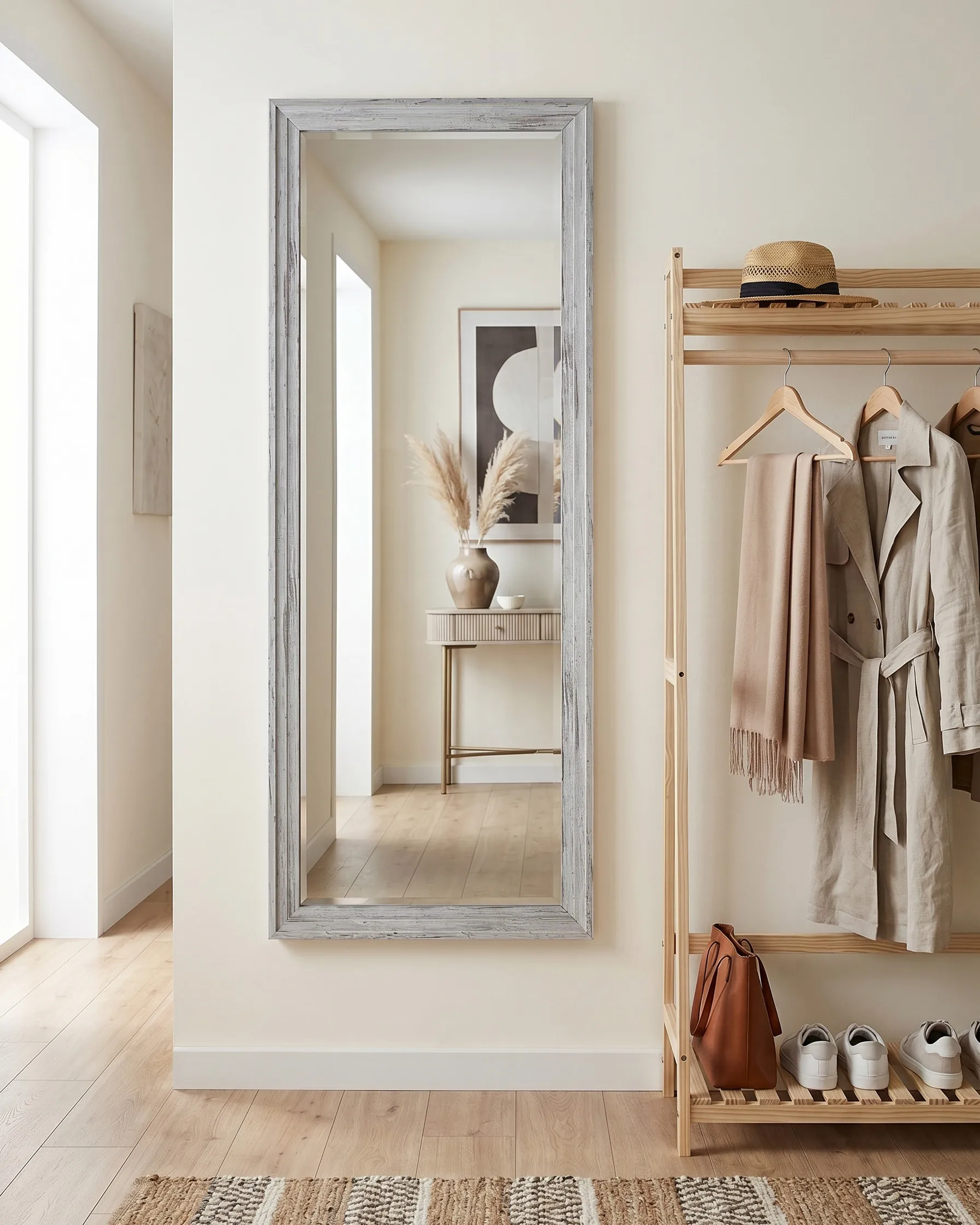 Wall Mirror BENON 50 cm 130 cm Off-White_713036