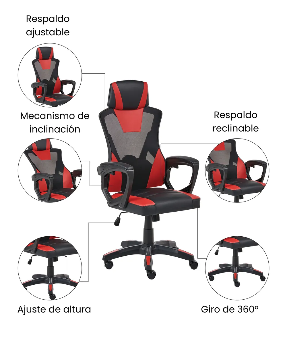 Silla de oficina IGNIS Piel sintética Rojo_1074144