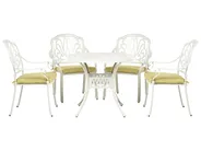 Set da pranzo da giardino 4 posti ANCONA con cuscini Metallo Bianco sporco_1004963