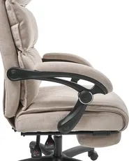 Poltrona da scrivania Poggiapiedi a scomparsa EATON Ciniglia Beige_1009783