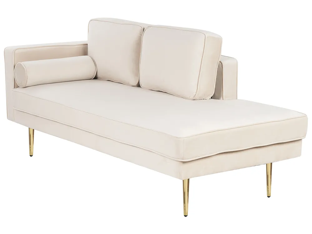 Left-Hand Chaise Longue MIRAMAS Velvet Beige_848628