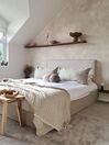 Béžová čalouněná postel s úložným prostorem, skládací 180 x 200 cm DINAN_824269