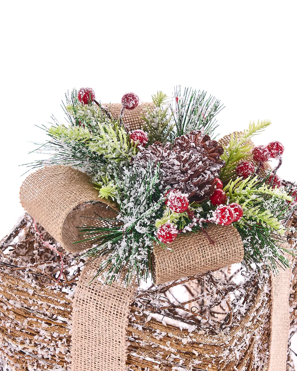 Conjunto de 3 decoraciones de Navidad LED NAKILLA 64/54/42 cm Regalos de Navidad Marrón_1179721