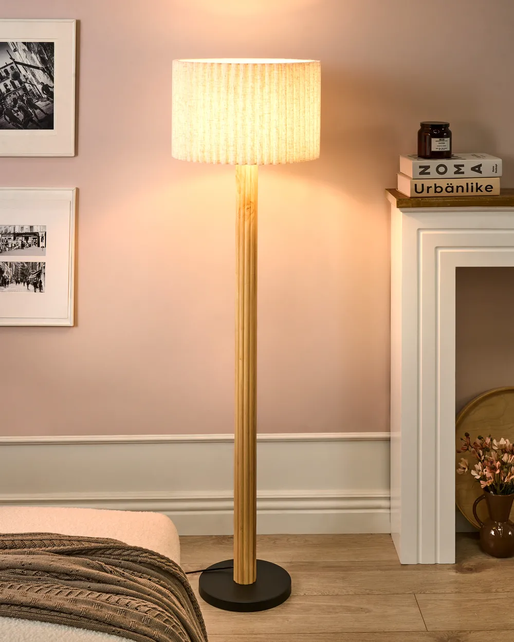 Lampa podłogowa BELESSA Len Jasnobeżowy