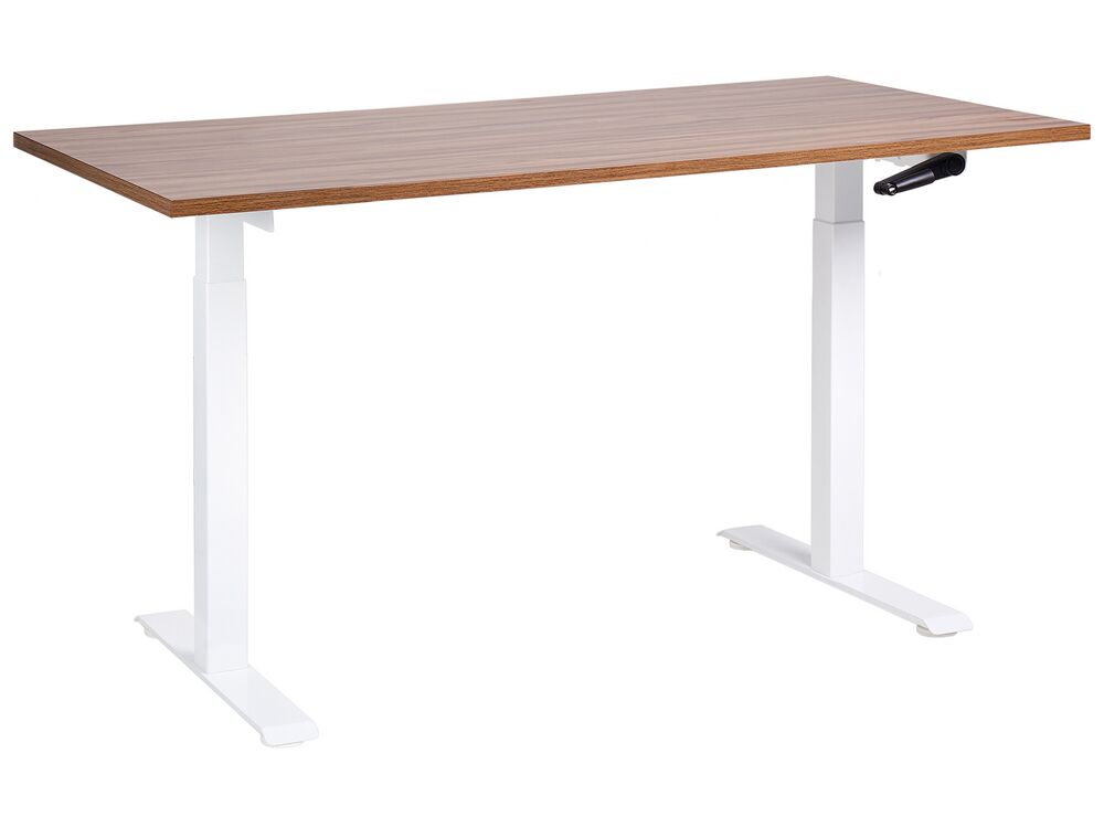 Secretária de pé ajustável manualmente DESTINES 160 cm 72 cm Castanho/Branco