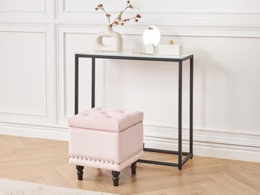 Velvet Footstool with Storage Pastel Pink LORETTO