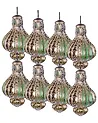 Set of 8 Baubles BRILLANT Glass Green