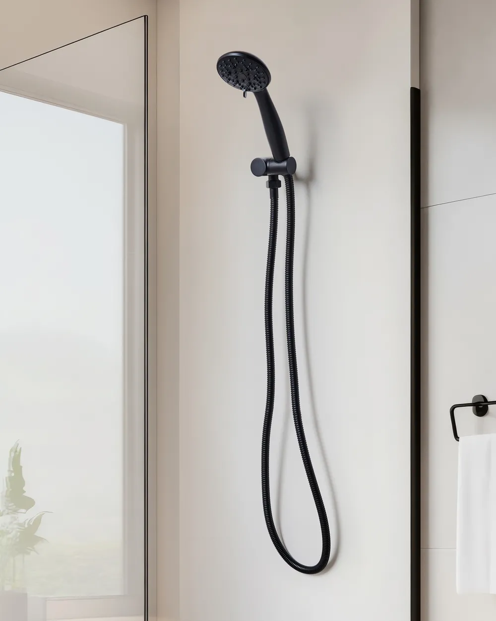 Shower Head and Hose Kit MACAY 3-function Black