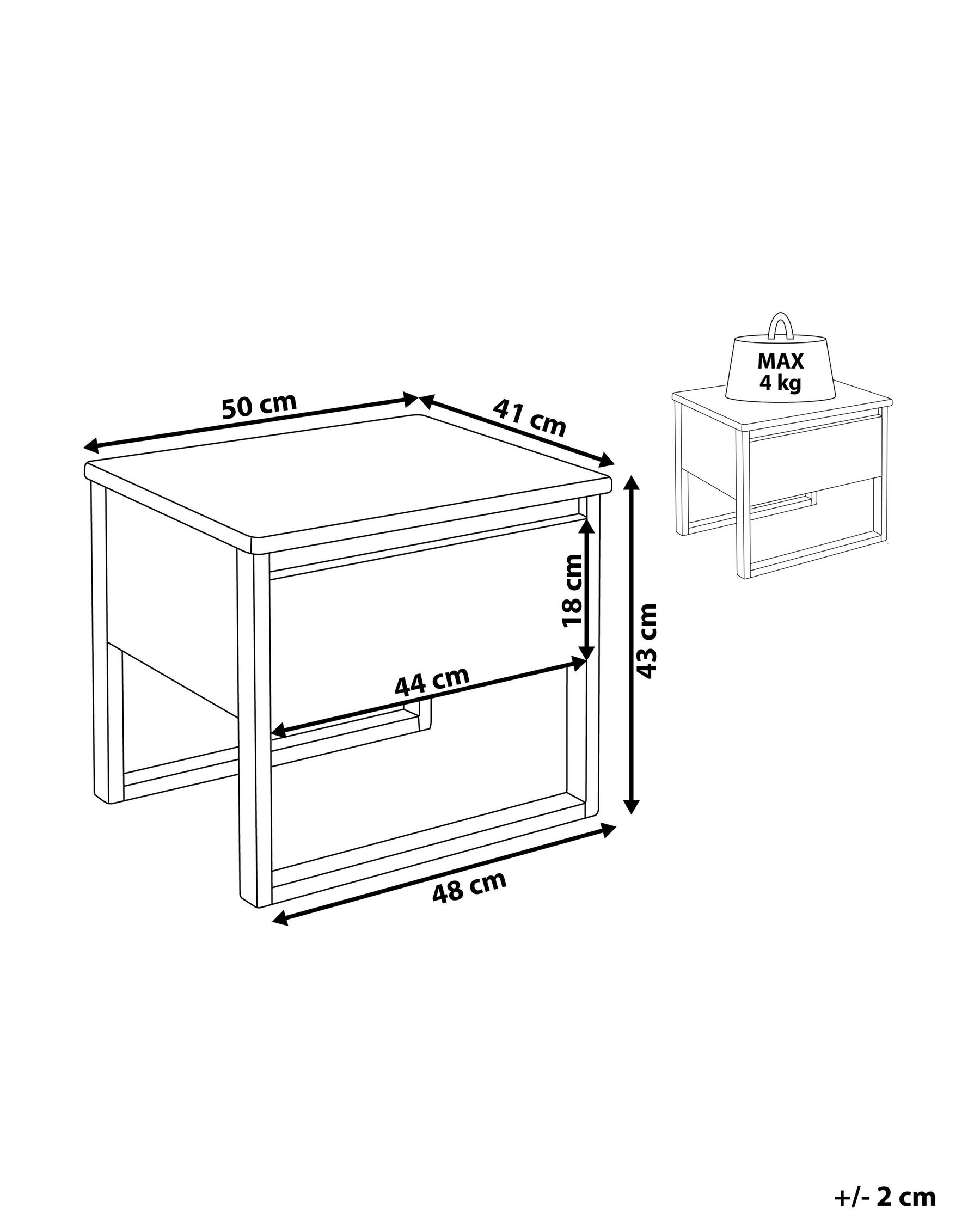 1 Drawer Bedside Table White GIULIA_815417