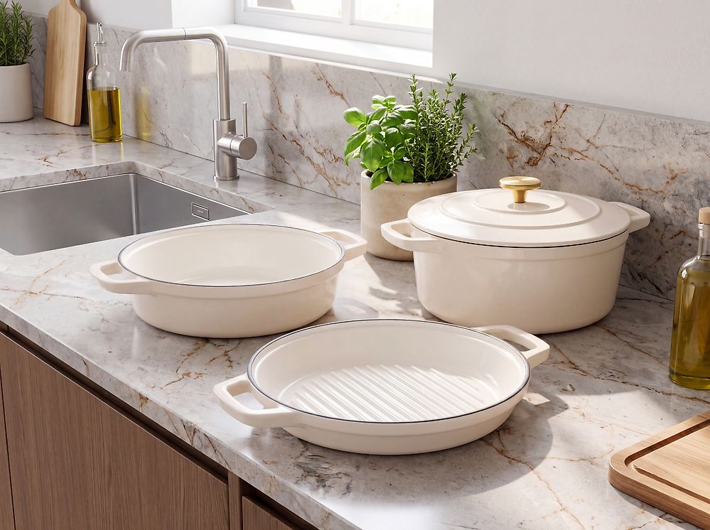 4 Piece Cast Iron Set CASTLINA Off-White