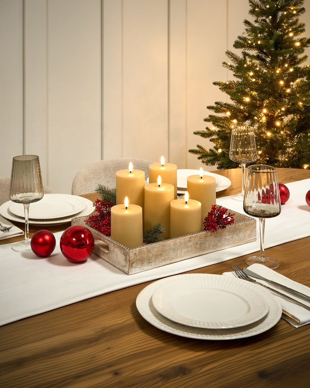LED Kerzen 6er Set BRAISE 10/13/15 cm Beige