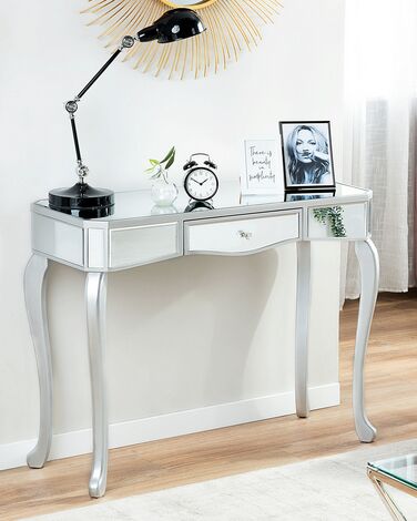 Drawer Console Table Mirror Effect Silver CARCASSONNE