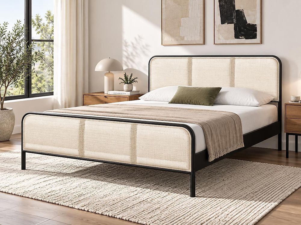 Bed Pine Wood GONFARON 160 x 200 cm (EU King Size) Black