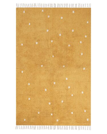 Bavlněný koberec s tečkami 140 x 200 cm žlutá ASTAF