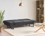 Divano letto 2 posti YORK Ciniglia Nero_1009249