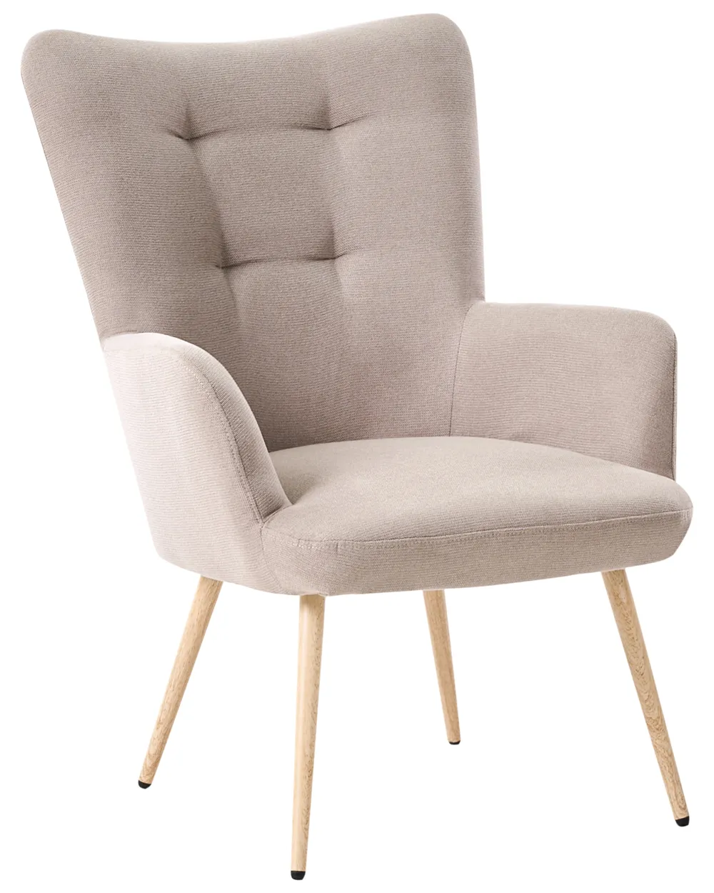 Poltrona Wingback VEJLE con poggiapiedi Tessuto Beige_912967